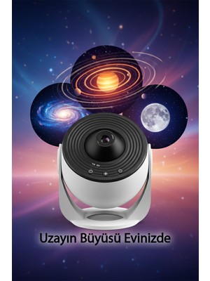 Tekvora Uzay Temalı Gece Tavan Projektörü | 12 Film Diskli | Hd Yıldız ve Galaksi Işığı