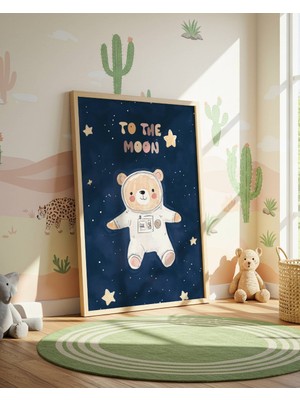 Fuart.Co To The Moon Ayı Dijital Baskı Posteri (Çerçevesiz) Çocuk Odası Için Poster Nufu
