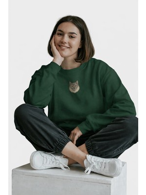 Muhtar Store Kadın Rahat Kesim %100 Pamuk Sweatshirt, Dtf Baskılı Bisiklet Yaka