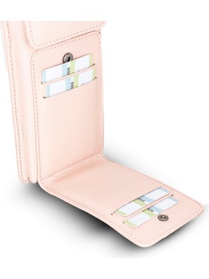 Gp Iguana Avjin 6.9 Inch Uyumlu Deri Kılıf Cüzdan Askılı Erc5 Pembe