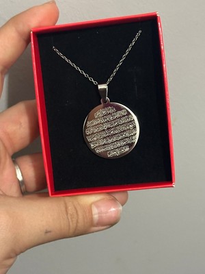Sakura Accessories Isim Yazılır Ayetel Kürsü Işlemeli Yazılı Gümüş Renk 316L Çelik Kolye Karama Yapmaz Hediye