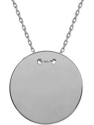 Katre46 925 Ayar Gümüş Yuvarlak Plaka Kolye