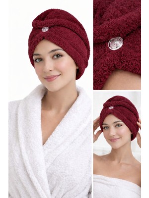Caspara Kadın Mikrofiber Saç Bonesi I Düğmeli Lastikli I Hızlı Kuruyan Saç Havlusu