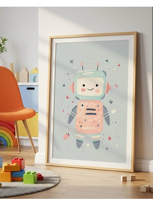 Fuart.Co Renkli Robot Dijital Baskı Posteri (Çerçevesiz) Çocuk Odası Için Poster Nufu