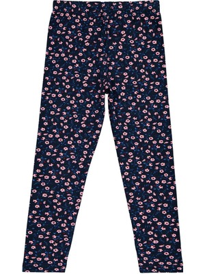 Civil Girls Çiçek Baskılı 6-9 Yaş Tayt - Lacivert 8-9 Yaş