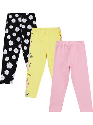 Civil Girls Çiçek Baskılı 3'lü Set 2-5 Yaş Tayt - Standart 4-5 Yaş