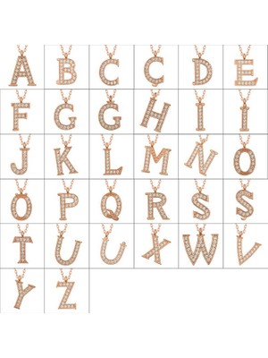 Katre46 925 Ayar Gümüş Rose I Harfi Kadın Gümüş Kolye