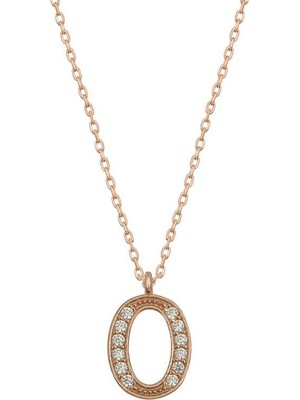 Katre46 925 Ayar Gümüş Rose O Harfi Kadın Gümüş Kolye