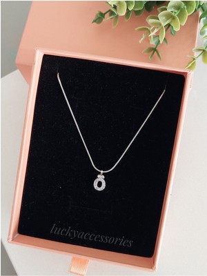 Sakura Accessories Çelik Silver Rodyum  Kaplama Harf Kolye Ö Harfi