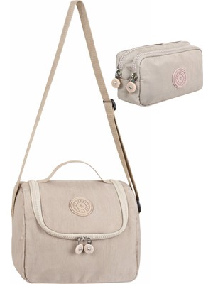 Çantaland 2’li Set Krinkıl Kumaş Termal Beslenme Çantası + Çift Bölmeli Kalemlik