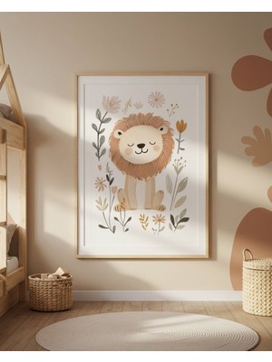 Fuart.Co Sevimli Aslan Dijital Baskı Posteri (Çerçevesiz) Çocuk Odası Için Poster Nufu