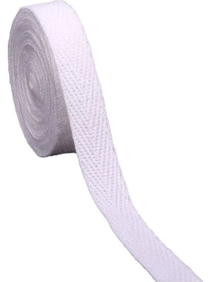 Bigümex 1cm Eninde Dar Dokuma Şerit Beyaz Balıksırtı 1cm 5metre