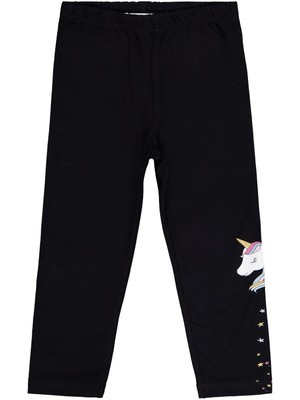 Civil Girls Unicorn Baskılı 2-5 Yaş Tayt - Siyah 2-3 Yaş