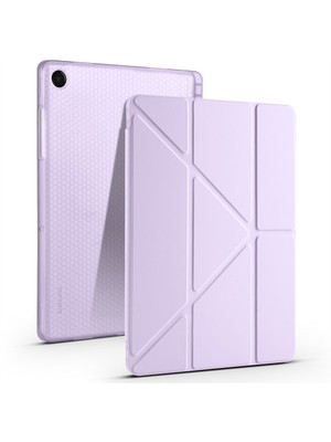 Nova Global Galaxy Tab A11 Plus Kılıf Zore Tri Folding Kalem Bölmeli Standlı Kılıf - Lila