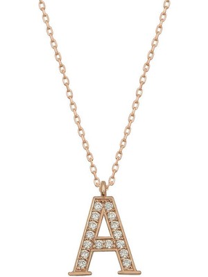 Katre46 925 Ayar Gümüş Rose A Harfi Kadın Gümüş Kolye