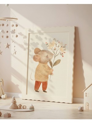 Fuart.Co Çiçek ve Fare Dijital Baskı Posteri (Çerçevesiz) Çocuk Odası Için Poster Nufu