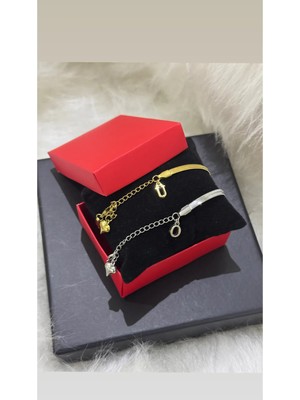 Sakura Accessories Kararmaz Çelikli 2ADET Harfli Bileklik Sevgili , Çift , Arkadaş , Bilekliği