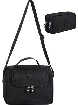 Çantaland 2’li Set Krinkıl Kumaş Termal Beslenme Çantası + Çift Bölmeli Kalemlik