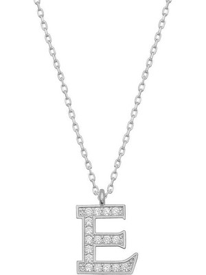 Katre46 925 Ayar Gümüş Rodyum Kaplama E Harfi Kadın Gümüş Kolye