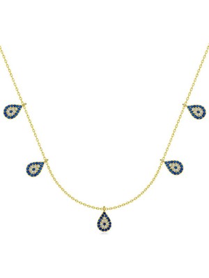 Katre46 Gümüş Gold Nazarlı Şans Kadın Kolye