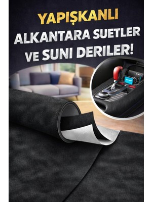 Kendinden Yapışkanlı Alkantara Süet Suni Deri 100 x 150 -Siyah