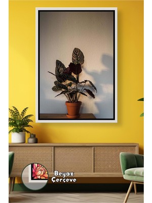 KOSS Dijital Saksı Bitkisi Minimal Iç Mekan Dekoru Modern Ofis Ev Salon Köşesi Doğal Stil Çerçeveli Kanvas Tablo