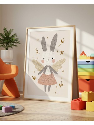 Fuart.Co Kanatlı Tavşan Dijital Baskı Posteri (Çerçevesiz) Çocuk Odası Için Poster Nufu