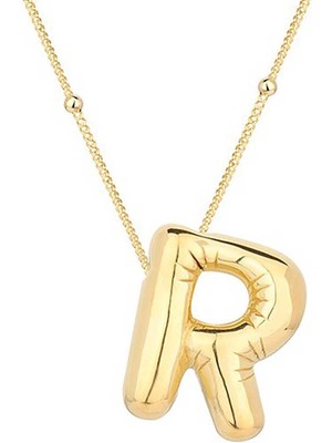 Katre46 925 Ayar Gümüş Gold Balon R Harfi Kadın Kolye