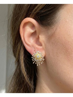 Milena Blake Gold Güneş Işınları Küpe, Güneş Küpe