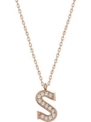 Katre46 925 Ayar Gümüş Rose S Harfi Kadın Gümüş Kolye