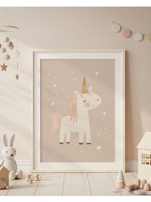 Fuart.Co Sevimli Unicorn Dijital Baskı Posteri (Çerçevesiz) Çocuk Odası Için Poster Nufu