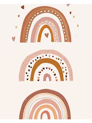 Fuart.Co Üç Gökkuşağı Dijital Baskı Posteri (Çerçevesiz) Çocuk Odası Için Poster Nufu