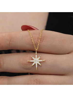 Katre46 Gümüş Gold Kutup Yıldızı Kadın Kolye