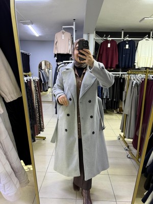 En Store Kadın Dış Giyim Kuşaklı Düğmeli Kaşe Kaban