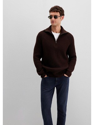 Mavi Erkek Yarım Fermuarlı Kazak Çikolata Turta 0710271-88615