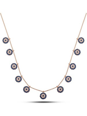 Katre46 925 Ayar Gümüş Rose Nazarlı Şans Kadın Kolye