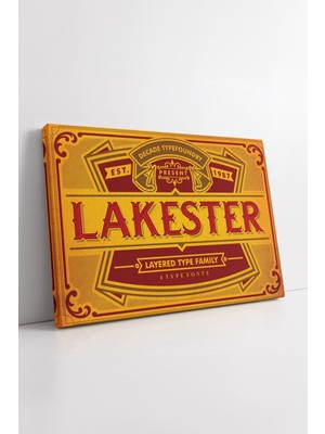 KOSS Dijital Lakester Vintage Etiket Tasarımı Retro Tipografi Yazı Stil Eski Dönem Dekoratif Kanvas Tablo