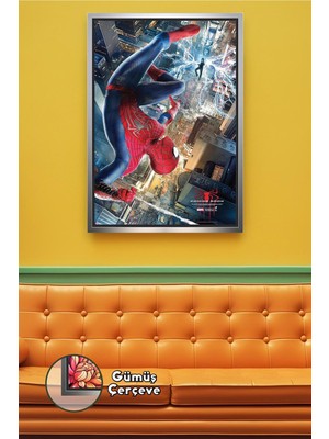 KOSS Dijital Spider Man Şehir Aksiyonu Çerçeveli Kanvas Tablo Marvel Süper Kahraman Dekoru Salon Genç Odası