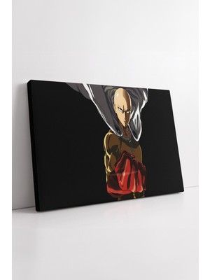 KOSS Dijital One Punch Man Saitama Güçlü Yumruk Sahnesi Minimal Siyah Arka Planlı Dinamik Anime Kanvas Tablo