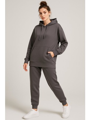 Rich Kadın Füme Oversize Kapüşonlu Eşofman Takımı