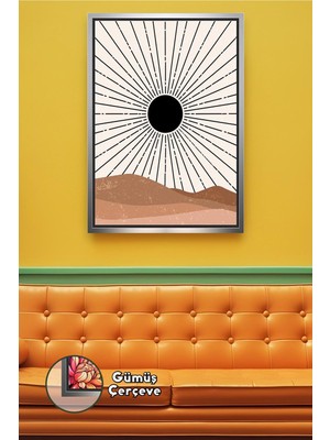 KOSS Dijital Güneş Işınlı Duvar Tablosu Minimal Güneş Deseni Ev Salon Ofis Duvar Süsü Çerçeveli Kanvas Tablo