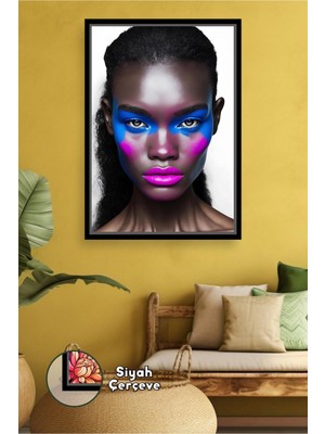 KOSS Dijital Canlı Renkli Kadın Portresi Yatak Odası ve Salon Için Modern Duvar Süsü Çerçeveli Kanvas Tablo