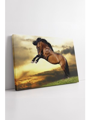 KOSS Dijital Sıçrayan At Kanvas Tablo Enerjik Hareket Temalı Güçlü Atmosferli Estetik Dekoratif Duvar Sanatı