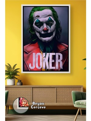 KOSS Dijital Joker Film Karakteri Duvar Aksesuarı Sinema Temalı Dekor Sevenlere Özel Çerçeveli Kanvas Tablo