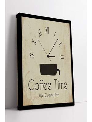KOSS Dijital Coffee Time Saat Tasarımlı Minimal Mutfak Duvar Dekoru Modern Kahve Temalı Şık Kanvas Tablo