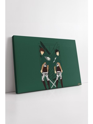 KOSS Dijital Attack On Titan Survey Corps Minimalist Kanvas Tablo Eren ve Levi Siluet Anime Duvar Dekorasyonu