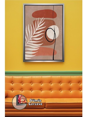 KOSS Dijital Boho Yaprak Dokunuşları ve Yumuşak Geçişlerle Bohem Dengeli Görünüm Sunan Çerçeveli Kanvas Tablo