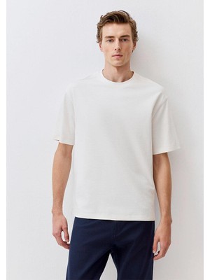 Mavi Erkek Kısa Kol Tişört Kırık Beyaz 0612890-70057