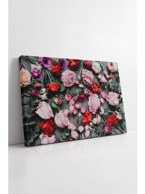 KOSS Dijital Karışık Renk Çiçek Düzeni Kompozisyon Kanvas Tablo Estetik Aranjman Temalı Dekoratif Floral Görsel