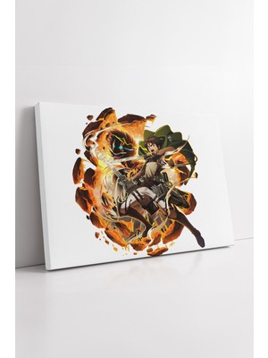 KOSS Dijital Attack On Titan Eren Titan Gücü Alevli Anime Kanvas Tablo Patlama Etkili Epik Aksiyon Duvar Dekoru